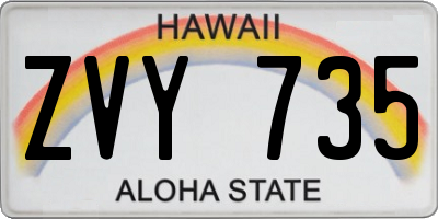 HI license plate ZVY735