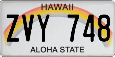HI license plate ZVY748