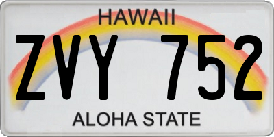 HI license plate ZVY752
