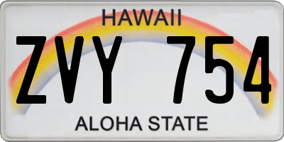 HI license plate ZVY754