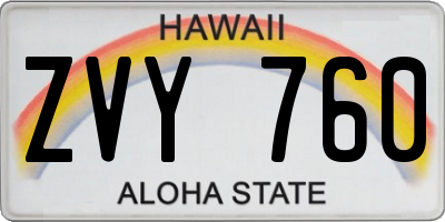 HI license plate ZVY760