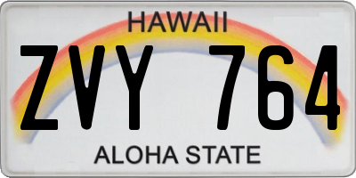 HI license plate ZVY764