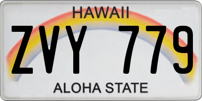 HI license plate ZVY779