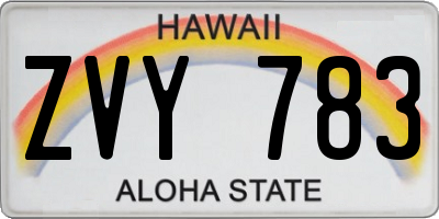 HI license plate ZVY783