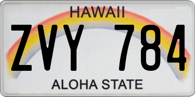 HI license plate ZVY784
