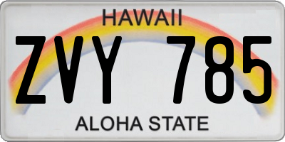 HI license plate ZVY785