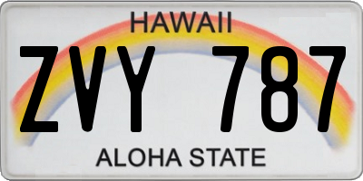 HI license plate ZVY787