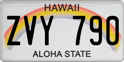 HI license plate ZVY790