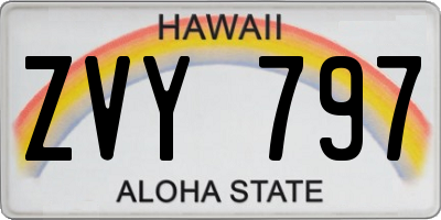 HI license plate ZVY797