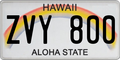HI license plate ZVY800