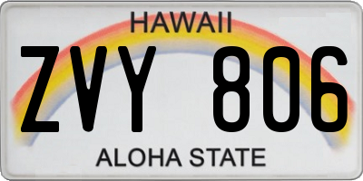 HI license plate ZVY806