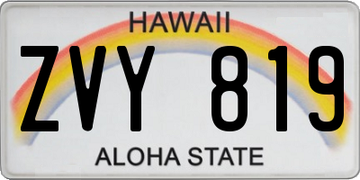 HI license plate ZVY819