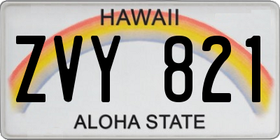 HI license plate ZVY821
