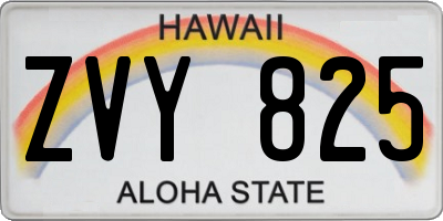 HI license plate ZVY825
