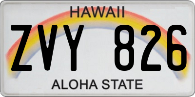 HI license plate ZVY826