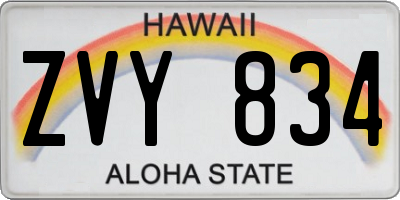 HI license plate ZVY834