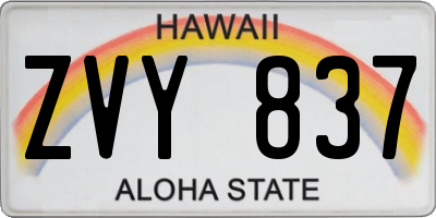 HI license plate ZVY837