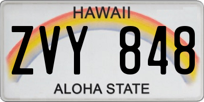 HI license plate ZVY848