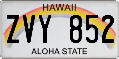 HI license plate ZVY852