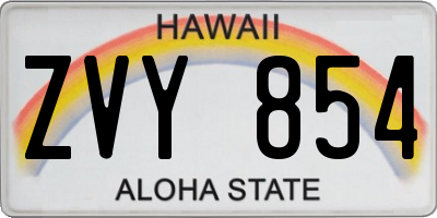 HI license plate ZVY854