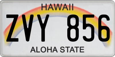 HI license plate ZVY856