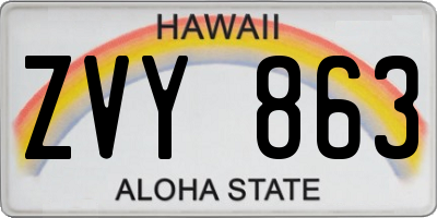 HI license plate ZVY863