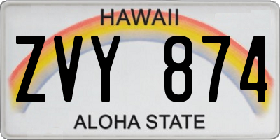 HI license plate ZVY874