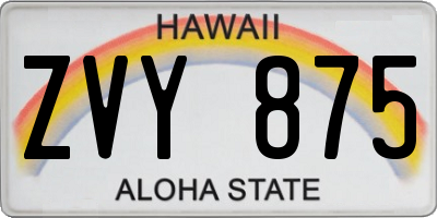 HI license plate ZVY875