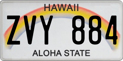 HI license plate ZVY884