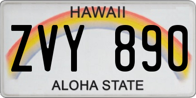 HI license plate ZVY890