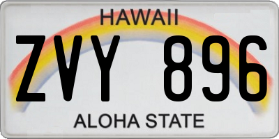 HI license plate ZVY896