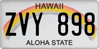 HI license plate ZVY898