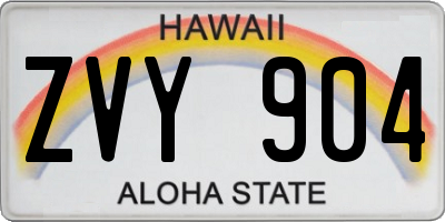 HI license plate ZVY904
