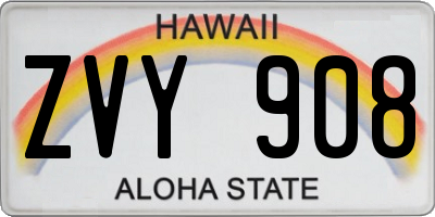 HI license plate ZVY908