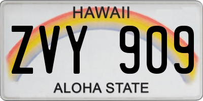 HI license plate ZVY909