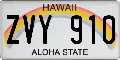 HI license plate ZVY910
