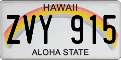 HI license plate ZVY915