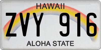 HI license plate ZVY916