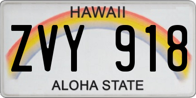 HI license plate ZVY918