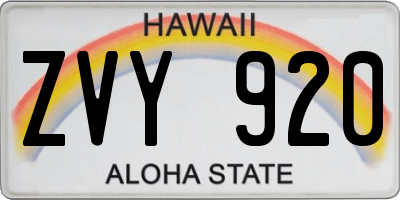HI license plate ZVY920