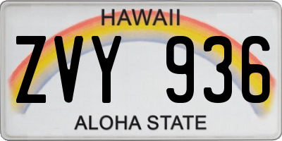 HI license plate ZVY936