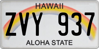 HI license plate ZVY937