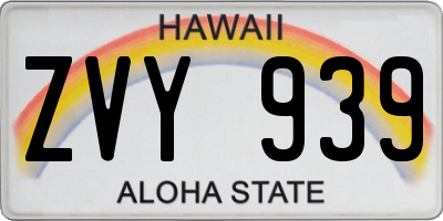 HI license plate ZVY939