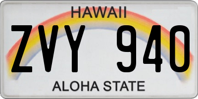 HI license plate ZVY940