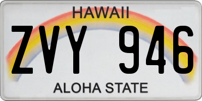 HI license plate ZVY946