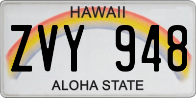 HI license plate ZVY948