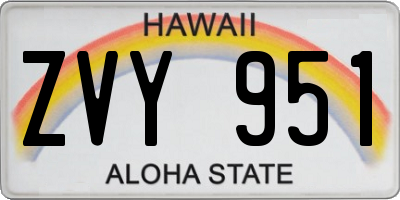HI license plate ZVY951