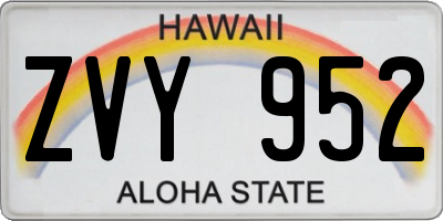 HI license plate ZVY952