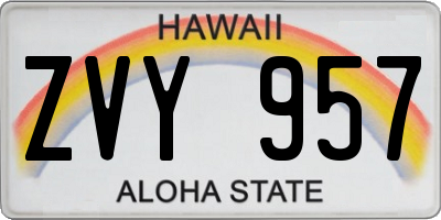 HI license plate ZVY957
