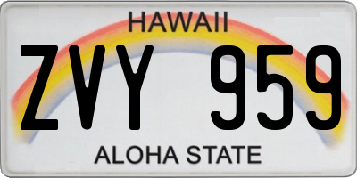 HI license plate ZVY959